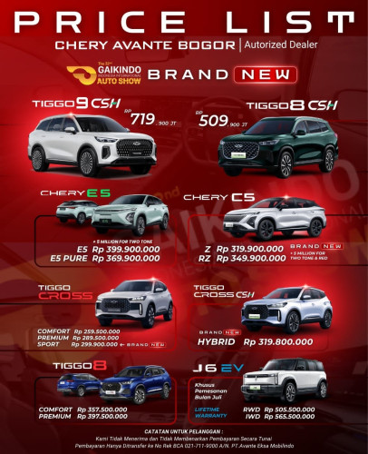 Pricelist Harga Chery gandariautara 2025